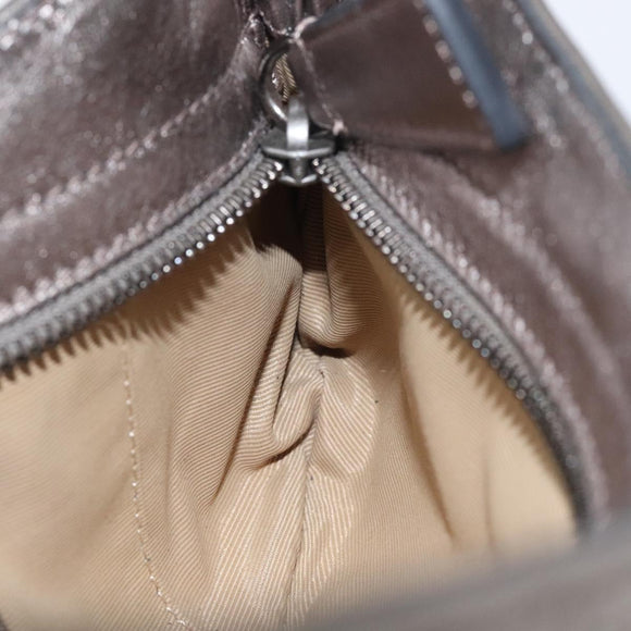 BURBERRY Nova Check Accessory Pouch Leather Silver Auth 118011