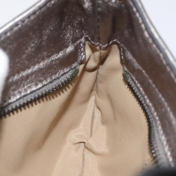 BURBERRY Nova Check Accessory Pouch Leather Silver Auth 118011