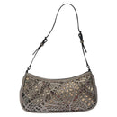 BURBERRY Nova Check Accessory Pouch Leather Silver Auth 118011-13