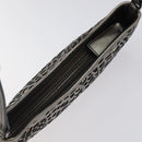 BURBERRY Nova Check Accessory Pouch Leather Silver Auth 118011-6