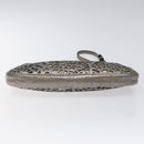 BURBERRY Nova Check Accessory Pouch Leather Silver Auth 118011-5