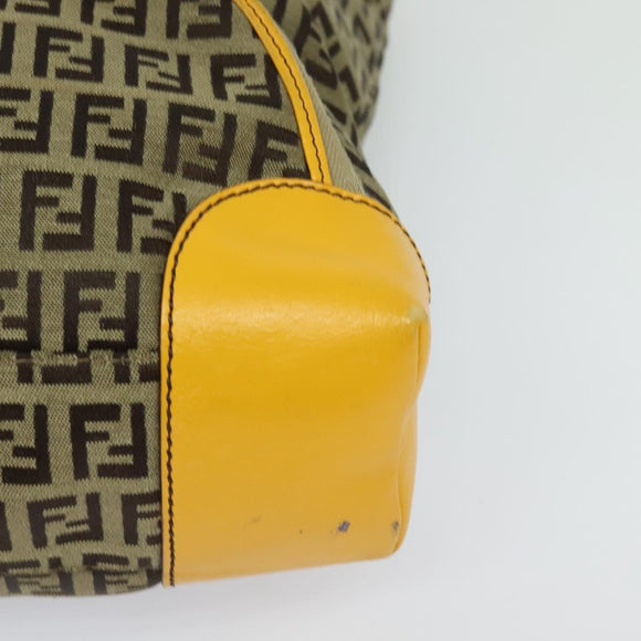 FENDI Zucca Canvas Hand Bag Beige Gold Auth 118014