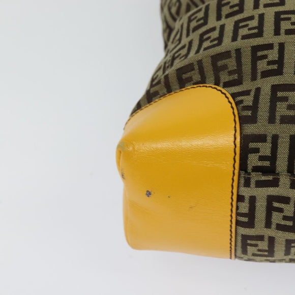 FENDI Zucca Canvas Hand Bag Beige Gold Auth 118014