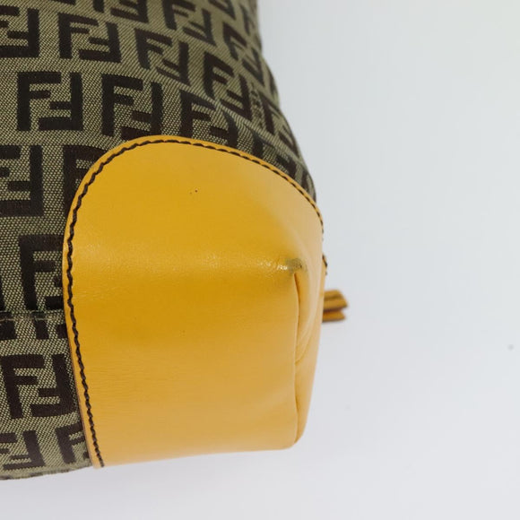 FENDI Zucca Canvas Hand Bag Beige Gold Auth 118014
