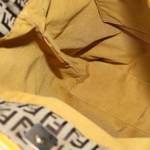 FENDI Zucca Canvas Hand Bag Beige Gold Auth 118014