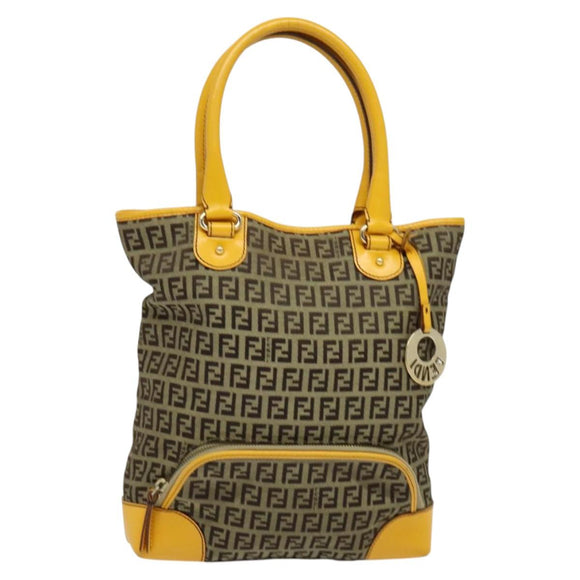 FENDI Zucca Canvas Hand Bag Beige Gold Auth 118014