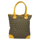 FENDI Zucca Canvas Hand Bag Beige Gold Auth 118014-2