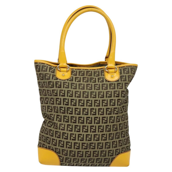 FENDI Zucca Canvas Hand Bag Beige Gold Auth 118014