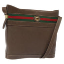 GUCCI Web Sherry Line Shoulder Bag Leather Brown Gold 001 01/13 0938 Auth 118015-1