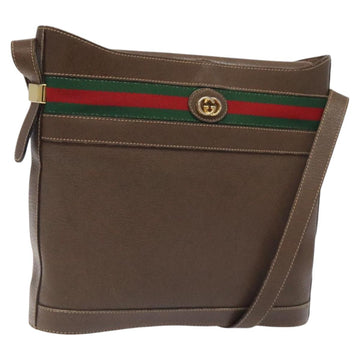 GUCCI Web Sherry Line Shoulder Bag Leather Brown Gold 001 01/13 0938 Auth 118015