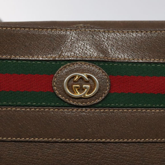 GUCCI Web Sherry Line Shoulder Bag Leather Brown Gold 001 01/13 0938 Auth 118015