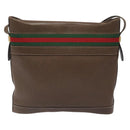 GUCCI Web Sherry Line Shoulder Bag Leather Brown Gold 001 01/13 0938 Auth 118015-2