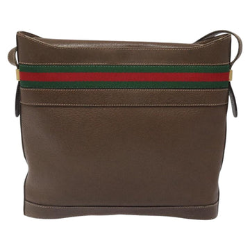 GUCCI Web Sherry Line Shoulder Bag Leather Brown Gold 001 01/13 0938 Auth 118015 - 0