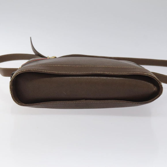 GUCCI Web Sherry Line Shoulder Bag Leather Brown Gold 001 01/13 0938 Auth 118015