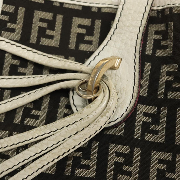 FENDI Zucchino Canvas Tote Bag Black Gold Auth 118016