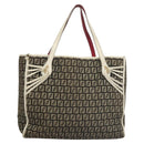 FENDI Zucchino Canvas Tote Bag Black Gold Auth 118016-2