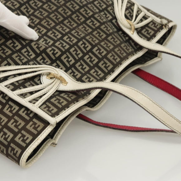 FENDI Zucchino Canvas Tote Bag Black Gold Auth 118016