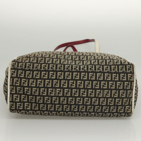 FENDI Zucchino Canvas Tote Bag Black Gold Auth 118016