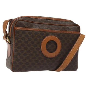 CELINE Macadam Canvas Shoulder Bag PVC Leather Brown Gold Auth 118020