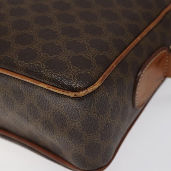 CELINE Macadam Canvas Shoulder Bag PVC Leather Brown Gold Auth 118020