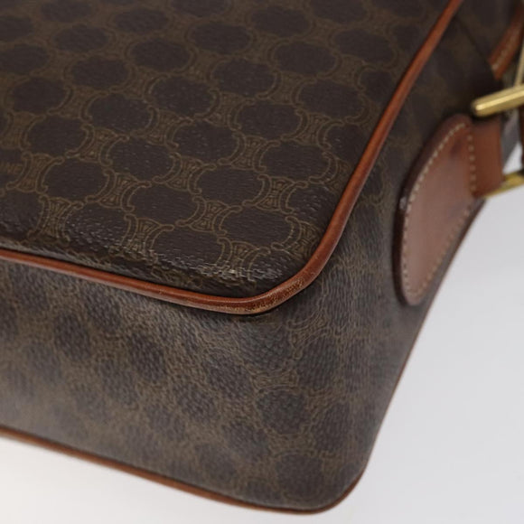 CELINE Macadam Canvas Shoulder Bag PVC Leather Brown Gold Auth 118020