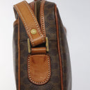 CELINE Macadam Canvas Shoulder Bag PVC Leather Brown Gold Auth 118020-18