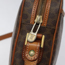 CELINE Macadam Canvas Shoulder Bag PVC Leather Brown Gold Auth 118020-9