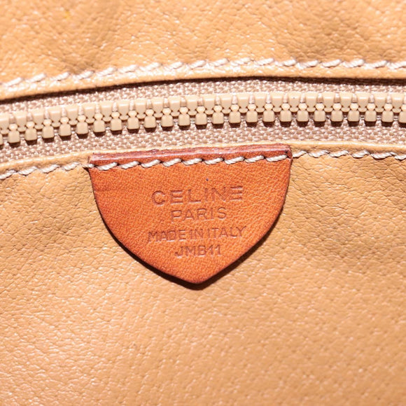 CELINE Macadam Canvas Shoulder Bag PVC Leather Brown Gold Auth 118020