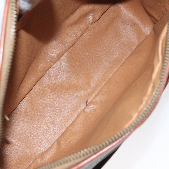 CELINE Macadam Canvas Shoulder Bag PVC Leather Brown Gold Auth 118020