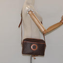 CELINE Macadam Canvas Shoulder Bag PVC Leather Brown Gold Auth 118020-22