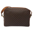 CELINE Macadam Canvas Shoulder Bag PVC Leather Brown Gold Auth 118020-2