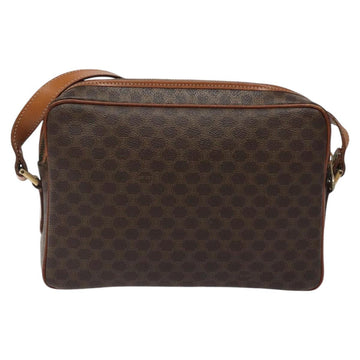 CELINE Macadam Canvas Shoulder Bag PVC Leather Brown Gold Auth 118020 - 0