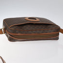 CELINE Macadam Canvas Shoulder Bag PVC Leather Brown Gold Auth 118020-6