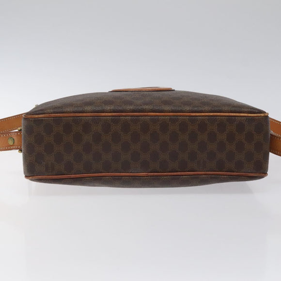 CELINE Macadam Canvas Shoulder Bag PVC Leather Brown Gold Auth 118020