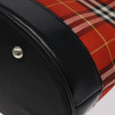 Burberrys Nova Check Blue Label Hand Bag Canvas Red Silver Auth 118022-14