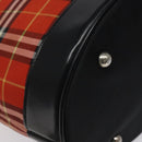 Burberrys Nova Check Blue Label Hand Bag Canvas Red Silver Auth 118022-15