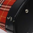 Burberrys Nova Check Blue Label Hand Bag Canvas Red Silver Auth 118022-9