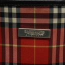 Burberrys Nova Check Blue Label Hand Bag Canvas Red Silver Auth 118022-10