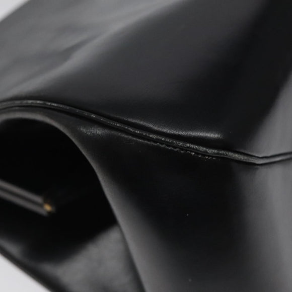 Christian Dior Hand Bag Leather Black Gold Auth 118026