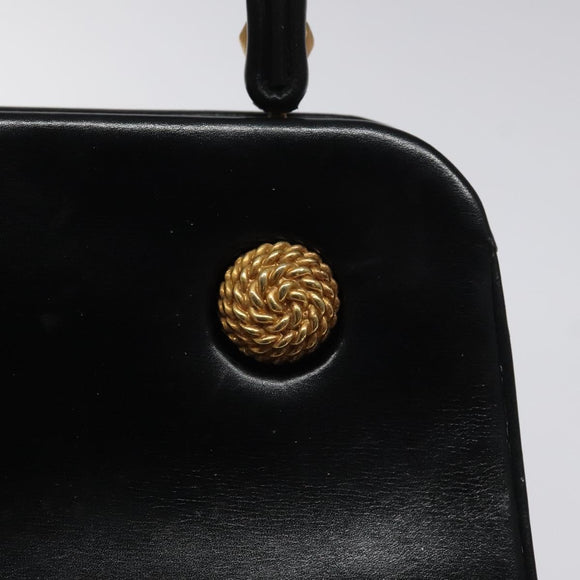 Christian Dior Hand Bag Leather Black Gold Auth 118026