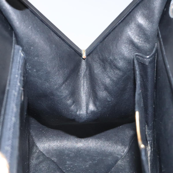 Christian Dior Hand Bag Leather Black Gold Auth 118026