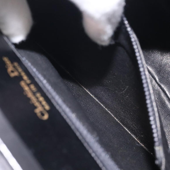 Christian Dior Hand Bag Leather Black Gold Auth 118026