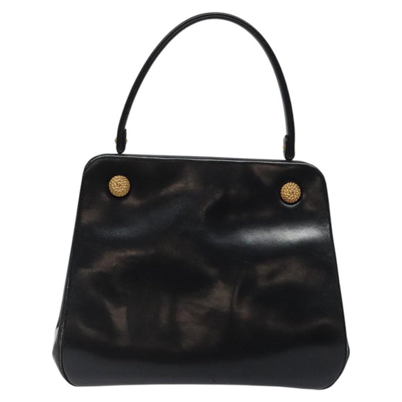 Christian Dior Hand Bag Leather Black Gold Auth 118026