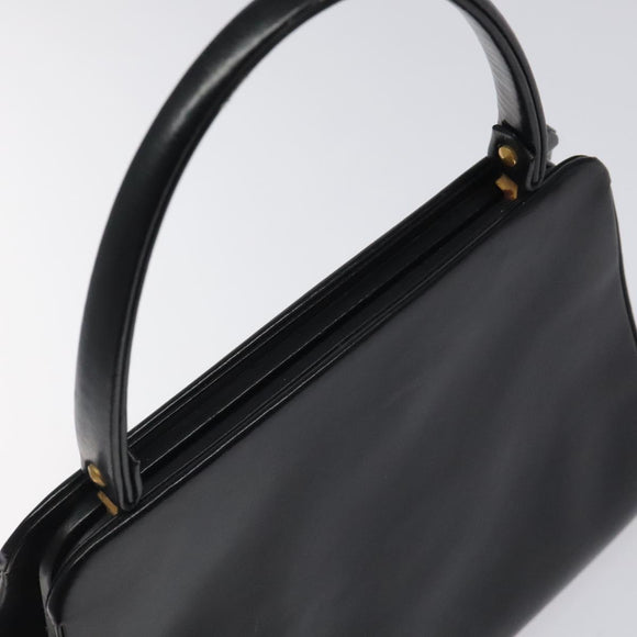 Christian Dior Hand Bag Leather Black Gold Auth 118026