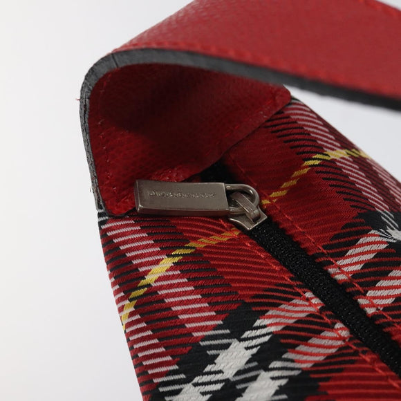 BURBERRY Nova Check Hand Bag Nylon Red Auth 118031