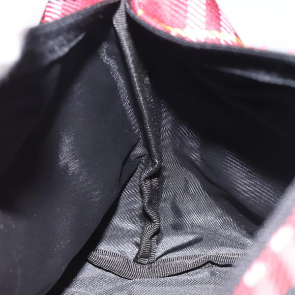 BURBERRY Nova Check Hand Bag Nylon Red Auth 118031