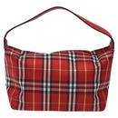 BURBERRY Nova Check Hand Bag Nylon Red Auth 118031-13