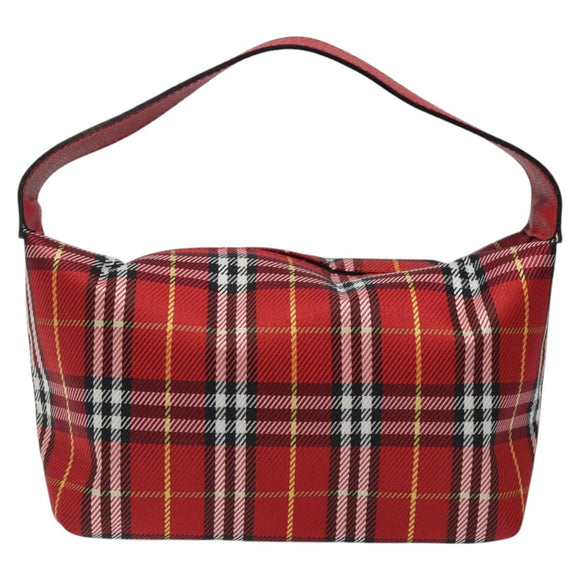 BURBERRY Nova Check Hand Bag Nylon Red Auth 118031
