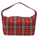 BURBERRY Nova Check Hand Bag Nylon Red Auth 118031-2