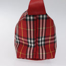 BURBERRY Nova Check Hand Bag Nylon Red Auth 118031-3